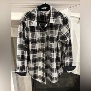 Time and Tru Black and White Plaid Shirt